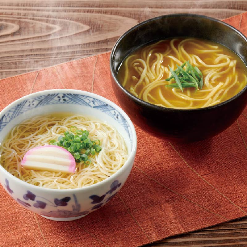 お湯を注いで作る手延にゅうめん・カレーうどん